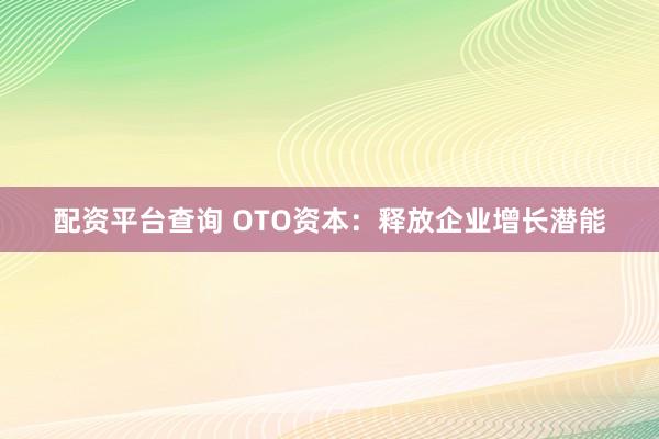 配资平台查询 OTO资本：释放企业增长潜能