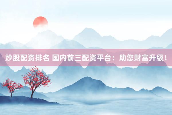 炒股配资排名 国内前三配资平台：助您财富升级！