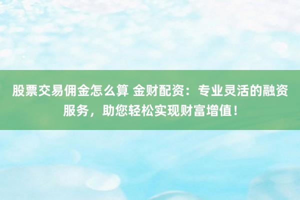 股票交易佣金怎么算 金财配资：专业灵活的融资服务，助您轻松实现财富增值！