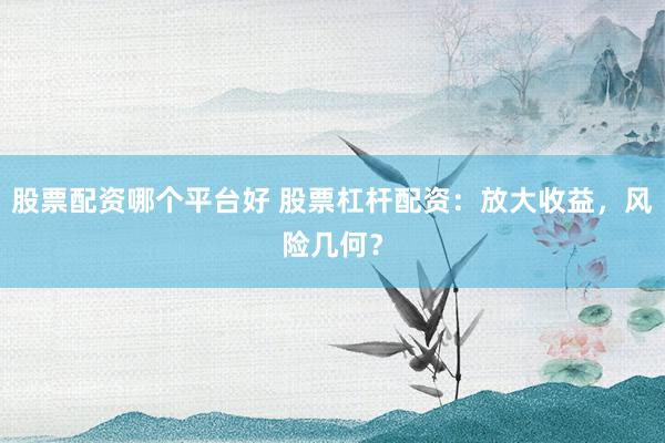 股票配资哪个平台好 股票杠杆配资：放大收益，风险几何？