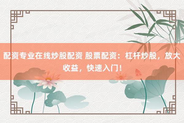 配资专业在线炒股配资 股票配资：杠杆炒股，放大收益，快速入门！