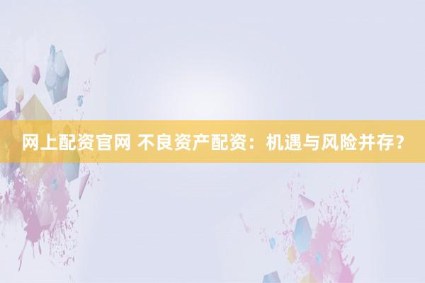 网上配资官网 不良资产配资：机遇与风险并存？