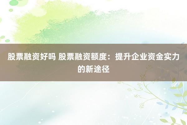 股票融资好吗 股票融资额度：提升企业资金实力的新途径