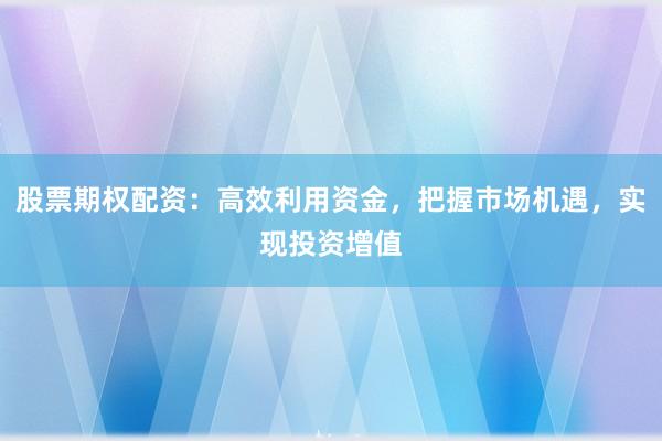 股票期权配资：高效利用资金，把握市场机遇，实现投资增值