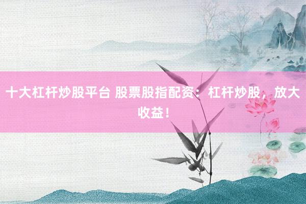 十大杠杆炒股平台 股票股指配资：杠杆炒股，放大收益！