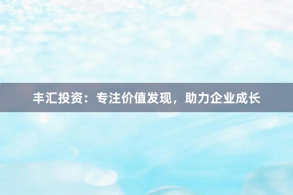 丰汇投资：专注价值发现，助力企业成长