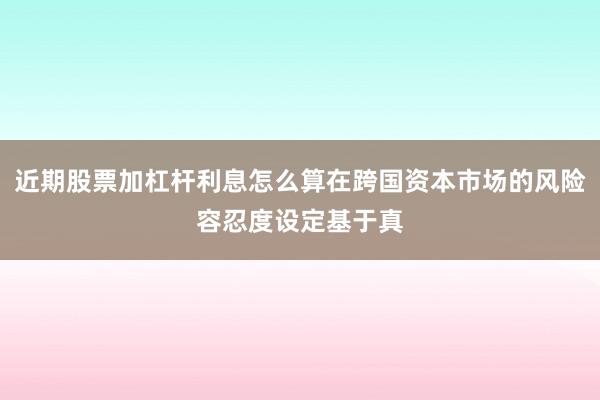 近期股票加杠杆利息怎么算在跨国资本市场的风险容忍度设定基于真