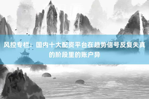 风控专栏：国内十大配资平台在趋势信号反复失真的阶段里的账户异