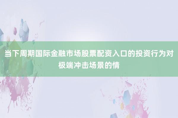 当下周期国际金融市场股票配资入口的投资行为对极端冲击场景的情