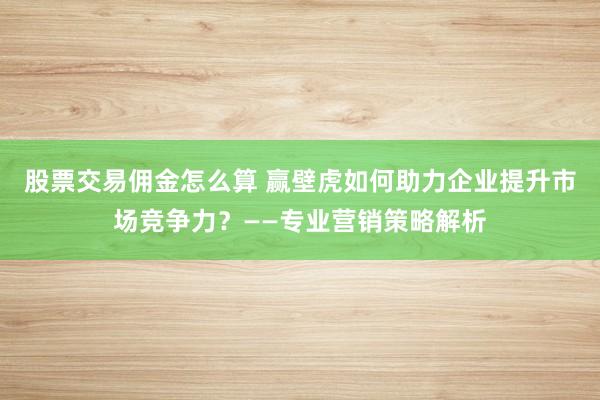 股票交易佣金怎么算 赢壁虎如何助力企业提升市场竞争力？——专业营销策略解析