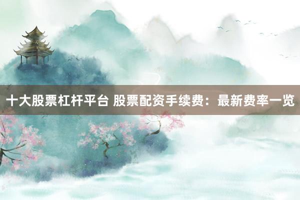 十大股票杠杆平台 股票配资手续费：最新费率一览