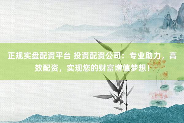 正规实盘配资平台 投资配资公司：专业助力，高效配资，实现您的财富增值梦想！